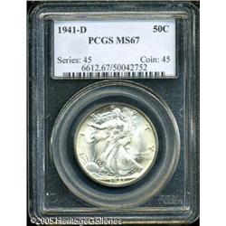1941-D 50C  MS67 PCGS. Well struck and fully lustro