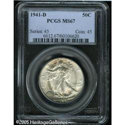 1941-D 50C  MS67 PCGS. Sharply struck and satiny, w