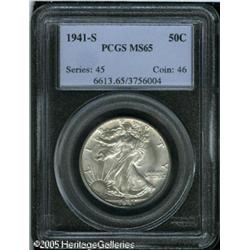 1941-S 50C  MS65 PCGS. A few tiny and faint olive s