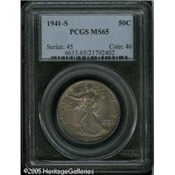 1941-S 50C  MS65 PCGS. Mottled lilac-gray and pale