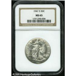 1941-S 50C  MS65 NGC. A fully brilliant Gem with po