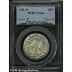 1942-D 50C  MS64 PCGS. Very attractive frosty surfa