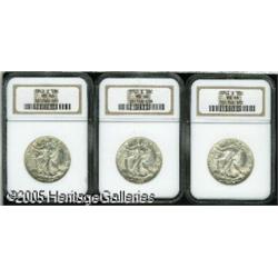 1942-D 50C  MS66 NGC, three coins, all unqualified