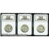 Image 1 : 1942-D 50C  MS66 NGC, three coins, all unqualified