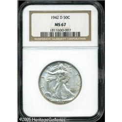 1942-D 50C  MS67 NGC. A few speckles of russet pati