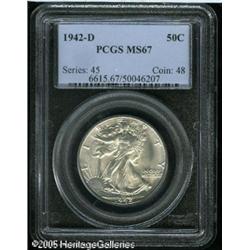 1942-D 50C  MS67 PCGS. Fully brilliant and sharply