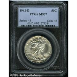 1942-D 50C  MS67 PCGS. A splendid and Superb Gem ex