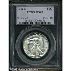 1942-D 50C  MS67 PCGS. An impressive example and ne