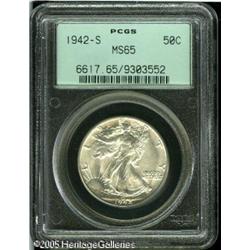 1942-S 50C  MS65 PCGS. Brilliant surfaces exhibit a