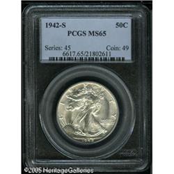 1942-S 50C  MS65 PCGS. Brilliant surfaces display r