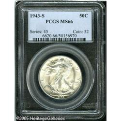 1943-S 50C  MS66 PCGS. Untoned with a vibrant, sati