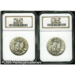 1945 50C  MS66 NGC, two coins, both brilliant or ne