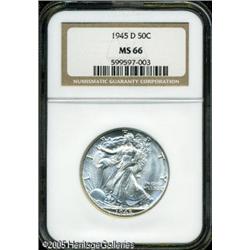 1945-D 50C  MS66 NGC. Highly lustrous surfaces are