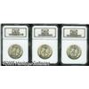Image 1 : 1945-D 50C  MS66 NGC, three pieces, all are bright