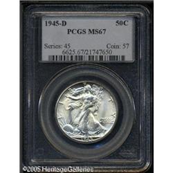 1945-D 50C  MS67 PCGS. Well struck, with brilliant,