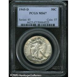 1945-D 50C  MS67 PCGS. Well struck and brilliant, w