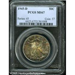 1945-D 50C  MS67 PCGS. The obverse is deeply and at