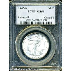 1945-S 50C  MS66 PCGS. Large S. A snow-white and de