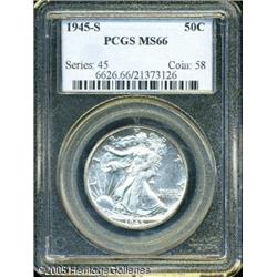 1945-S 50C  MS66 PCGS. Knob S mintmark. A brilliant
