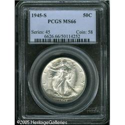 1945-S 50C  MS66 PCGS. Booming luster exudes from w