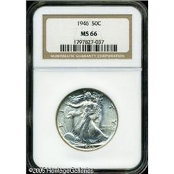 1946 50C  MS66 NGC. Superb mint frost with a touch
