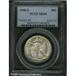 1946-S 50C  MS65 PCGS. Lustrous surfaces are lightl