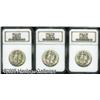 Image 1 : 1946-S 50C  MS66 NGC, three coins, all identical no