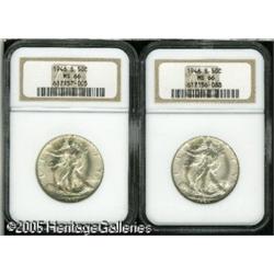 1946-S 50C  MS66 NGC, two coins, both silky-smooth,