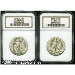 1946-S 50C  MS66 NGC, two coins, both snow-white Pr