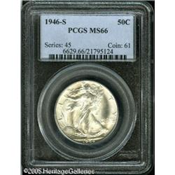 1946-S 50C  MS66 PCGS. Trumpet tail S. A magnificen