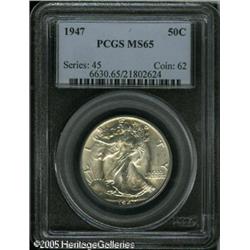 1947 50C  MS65 PCGS. Brilliant surfaces radiate vib