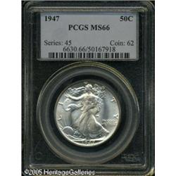 1947 50C  MS66 PCGS. Nicely struck, with bright lus