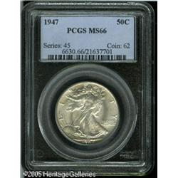 1947 50C  MS66 PCGS. The design features are nicely