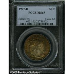 1947-D 50C  MS65 PCGS. A richly toned Gem that feat