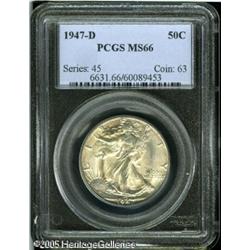 1947-D 50C  MS66 PCGS. A lustrous example that is t