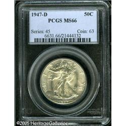 1947-D 50C  MS66 PCGS. Wisps of honey-gold patina o
