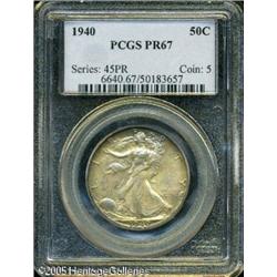 1940 50C  PR67 PCGS. Golden-olive patina covers the