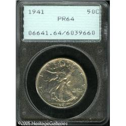 1941 50C  PR64 PCGS. Pale gold and steel-blue color