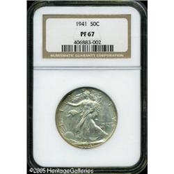 1941 50C  PR67 NGC. Milky-gray toning covers lustro