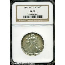 1941 50C  No "AW" PR67 NGC. Shadings of smoky-gray