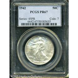 1942 50C  PR67 PCGS. Splashes of opaque golden-gray