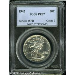 1942 50C  PR67 PCGS. Faint speckles of incipient mi
