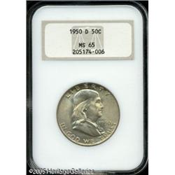 1950-D 50C  MS65 NGC. Lustrous, champagne-colored s