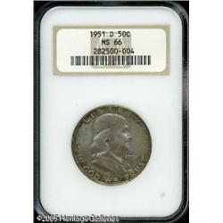 1951-D 50C  MS66 NGC. Speckled olive-gray patina ba
