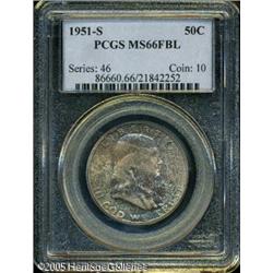 1951-S 50C  MS66 Full Bell Lines PCGS. Mottled purp