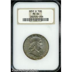 1952-D 50C  MS66 NGC. Lustrous surfaces are bathed