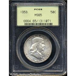 1953 50C  MS65 PCGS. Lustrous surfaces offer whispe