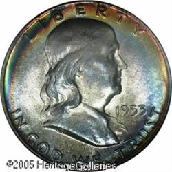 1953-D 50C  MS67 NGC. Beautifully toned, this lustr