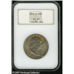 1954-S 50C  MS67 NGC. Lustrous surfaces are dominat