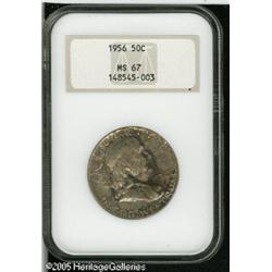 1956 50C  MS67 NGC. A mix of olive, gray, orange, a